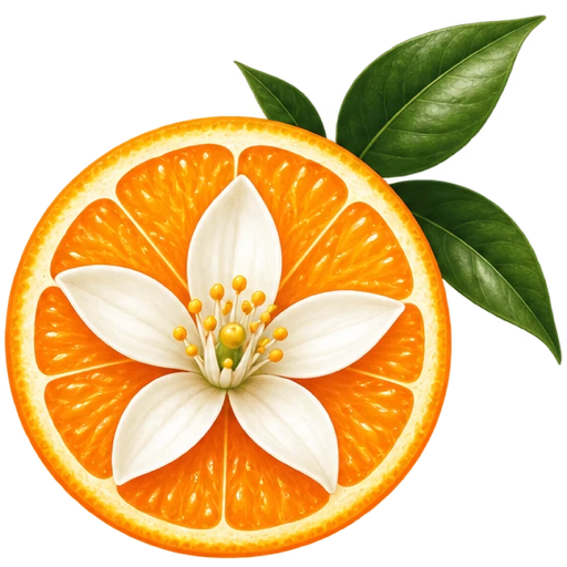 Orange slice with orange blossom